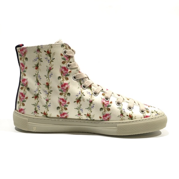 GUCCI 'BLIND FOR LOVE' FLORAL PRINT HIGH TOP SNEAKERS -WOMEN’S US 7 -NEW - Picture 4 of 10